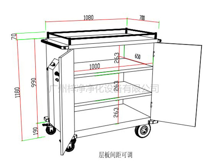 無菌物品電動運(yùn)送車標(biāo)準(zhǔn)方案設(shè)計示意圖內(nèi)部結(jié)構(gòu)